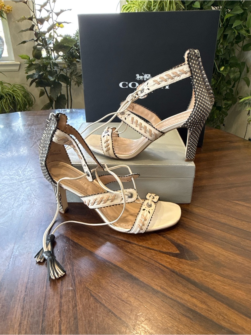 Coach Bella Heels – Leather & Genuine Snakeskin – Size 9.5 Pre-Loved